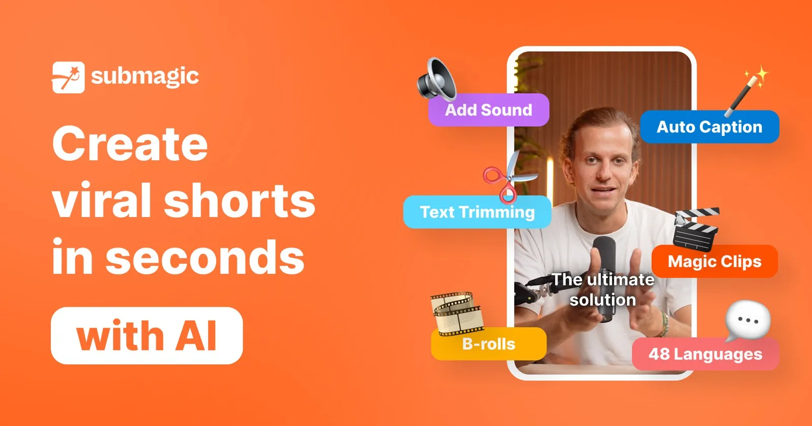 Submagic’s editing feature set: captions, B-roll, sound, trimming